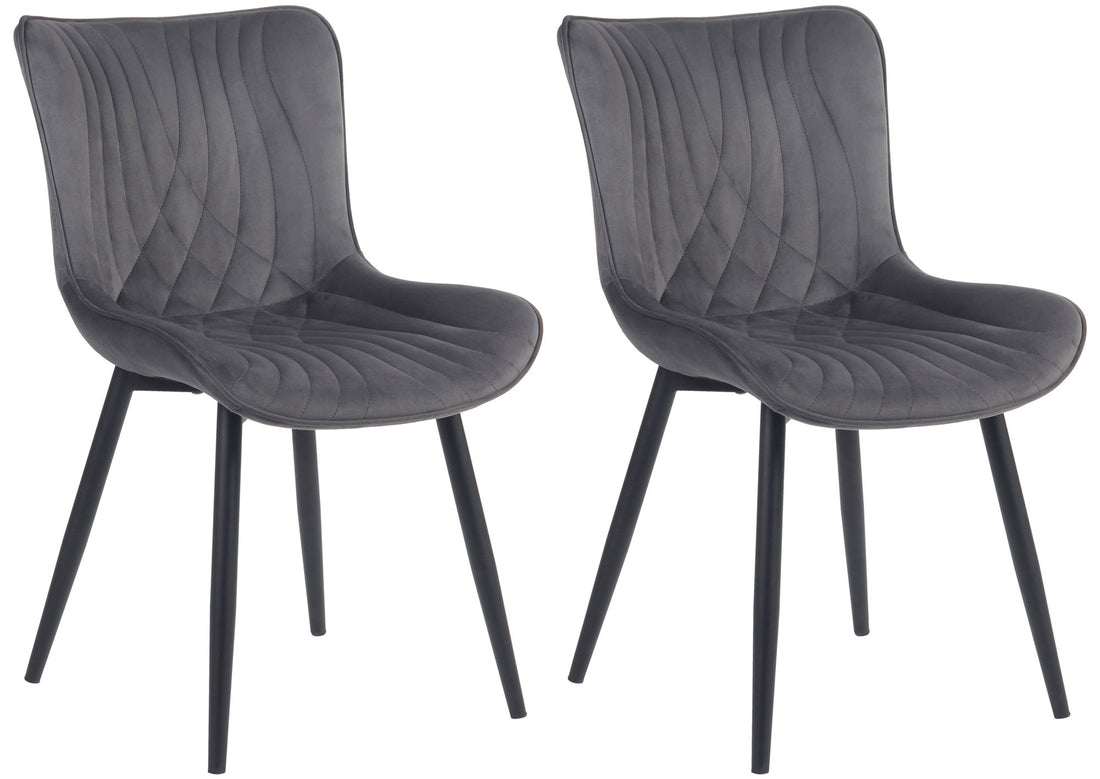 2-delige Set Fluwelen Stoelen - Kunstleder - Ergonomisch Comfort Kleur zwart Materiaal kunstleer
