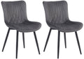 2-delige Set Fluwelen Stoelen - Kunstleder - Ergonomisch Comfort Kleur donkergrijs Materiaal zacht