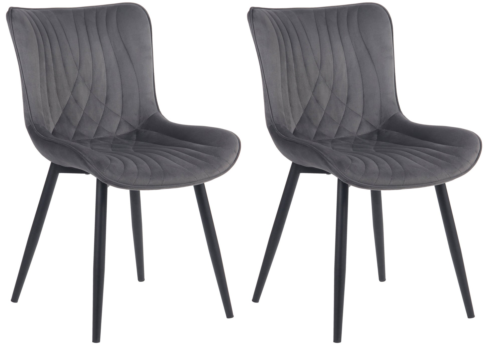 2-delige Set Fluwelen Stoelen - Kunstleder - Ergonomisch Comfort Kleur donkergrijs Materiaal zacht