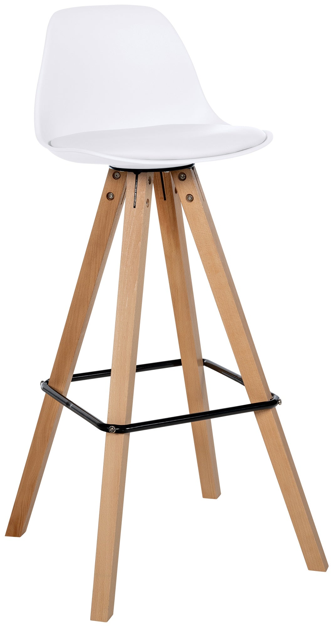 Moderne Barstoel - Kruk - Comfortabel Kunstleer, Duurzaam Beukenhout Frame Kleur oranje Onderstel Kleur natuur