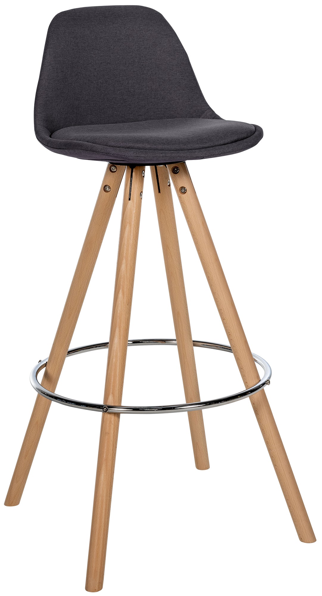 Ronde Barkruk - Kruk - Optimaal Zitcomfort, Stoffen Bekleding, Duurzaam en Onderhoudsvriendelijk Kleur donkergrijs Onderstel Kleur natuur