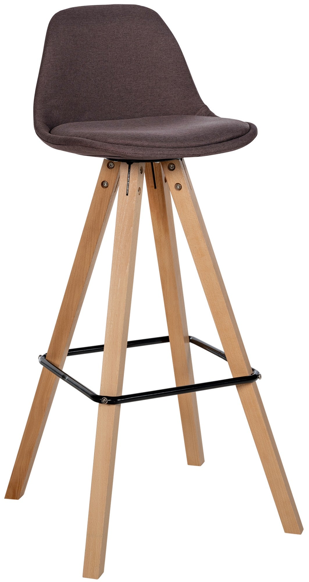 Barkruk met Bekleding - Kruk - Duurzaam Zithoogte 77 cm - Stoffen en Houten Details Kleur donkergrijs Onderstel Kleur natuur