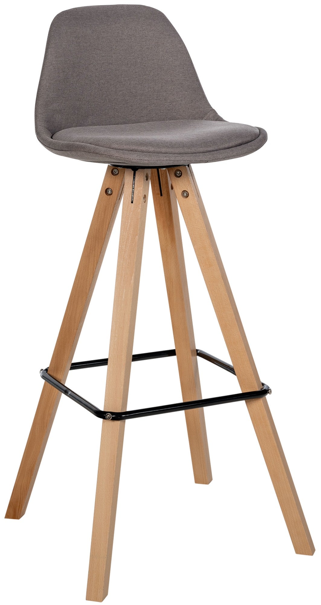 Barkruk met Bekleding - Kruk - Duurzaam Zithoogte 77 cm - Stoffen en Houten Details Kleur taupe Onderstel Kleur natuur