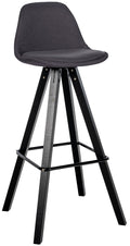 Barkruk met Bekleding - Kruk - Duurzaam Zithoogte 77 cm - Stoffen en Houten Details Kleur donkergrijs Onderstel Kleur zwart