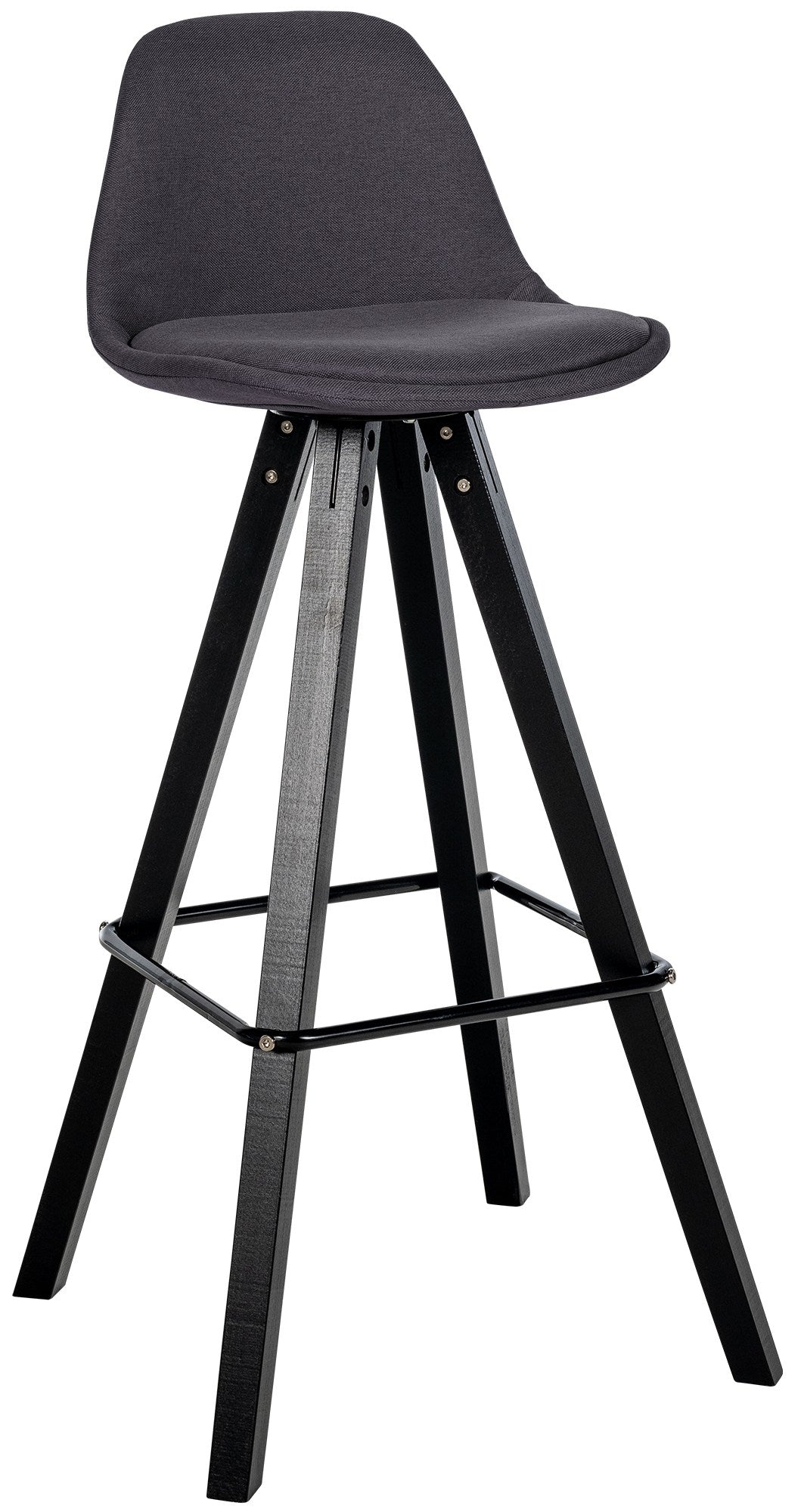 Barkruk met Bekleding - Kruk - Duurzaam Zithoogte 77 cm - Stoffen en Houten Details Kleur donkergrijs Onderstel Kleur zwart