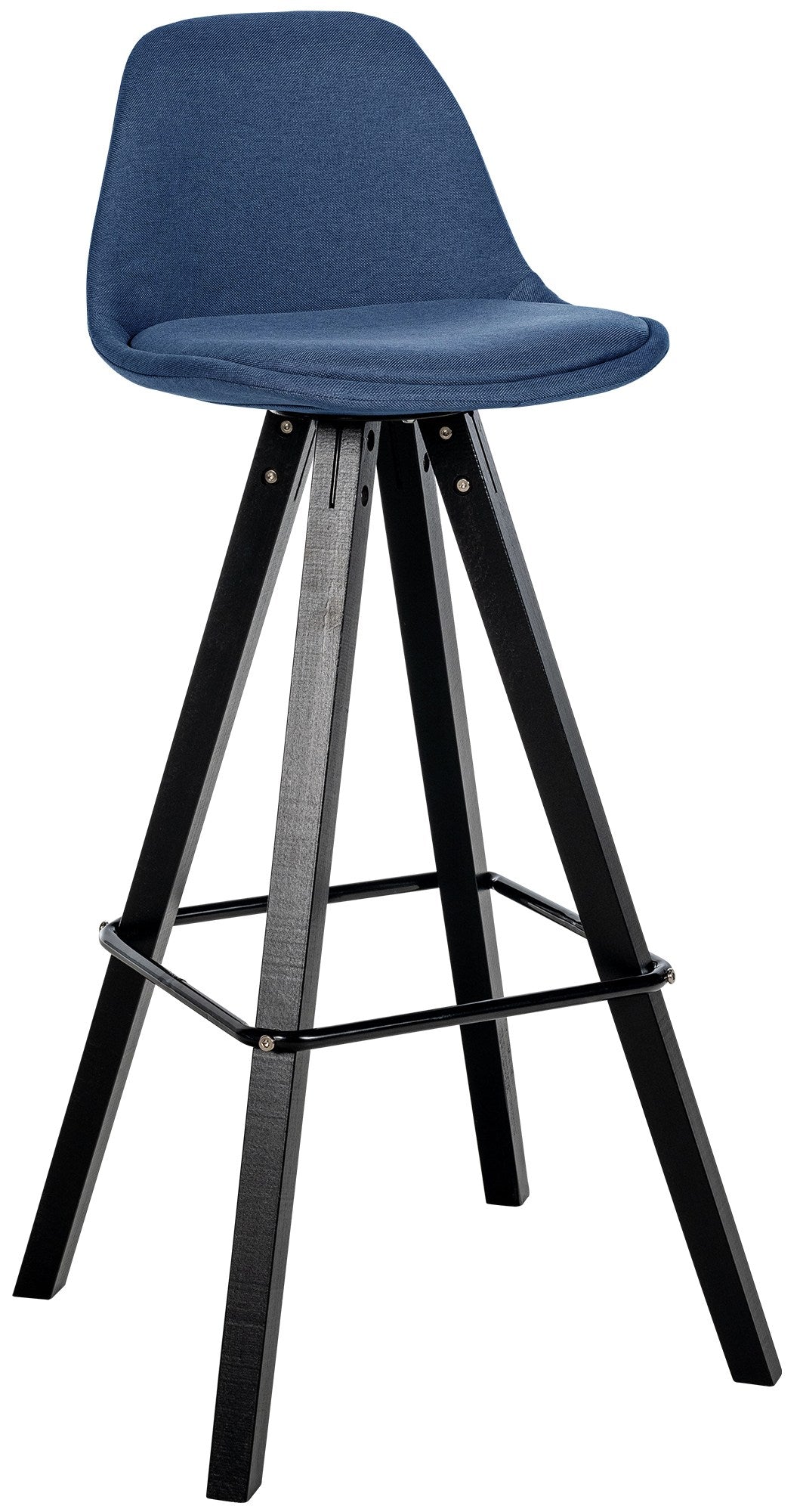 Barkruk met Bekleding - Kruk - Duurzaam Zithoogte 77 cm - Stoffen en Houten Details Kleur blauw Onderstel Kleur zwart
