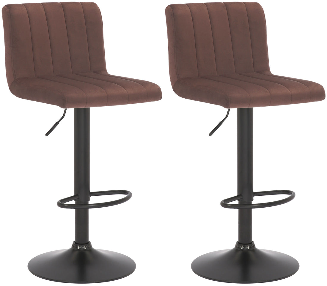 2-delige Set Luxe Barkrukken - Krukken - Fluweel Zitgedeelte, Voor Uitstekend Zitcomfort Kleur bruin