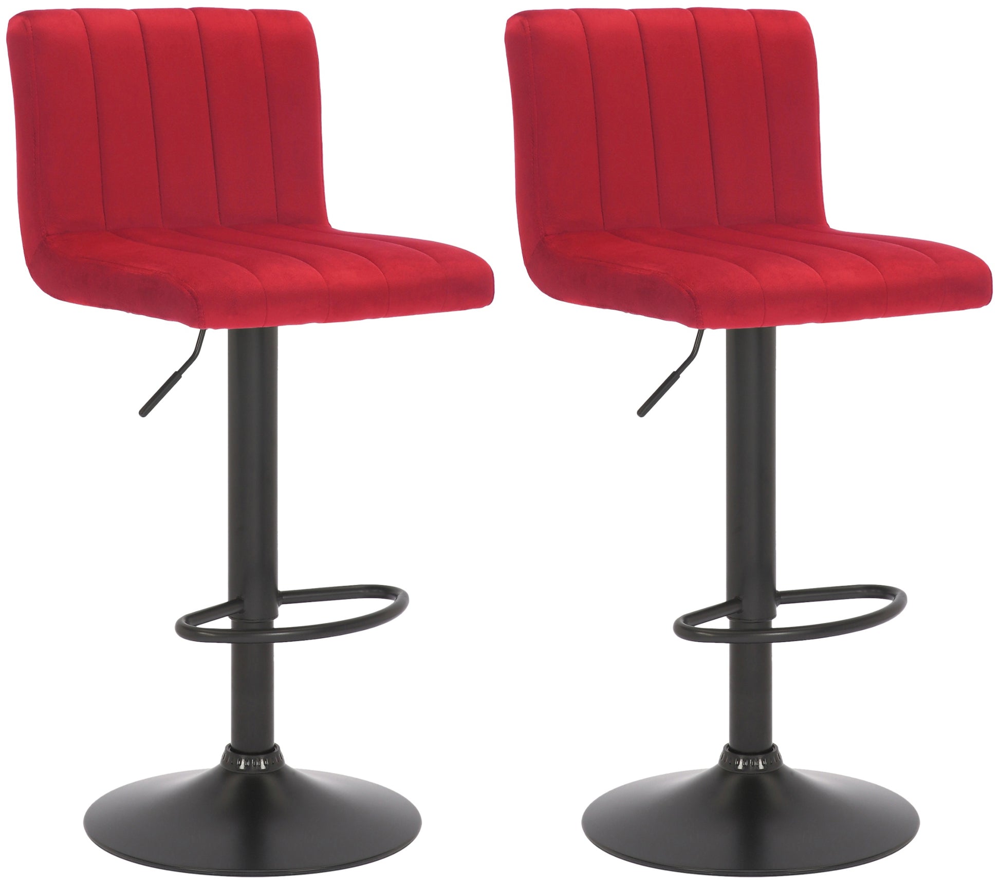 2-delige set Barkrukken - Fluwelen Stof - In Hoogte Verstelbaar Comfort Kleur rood