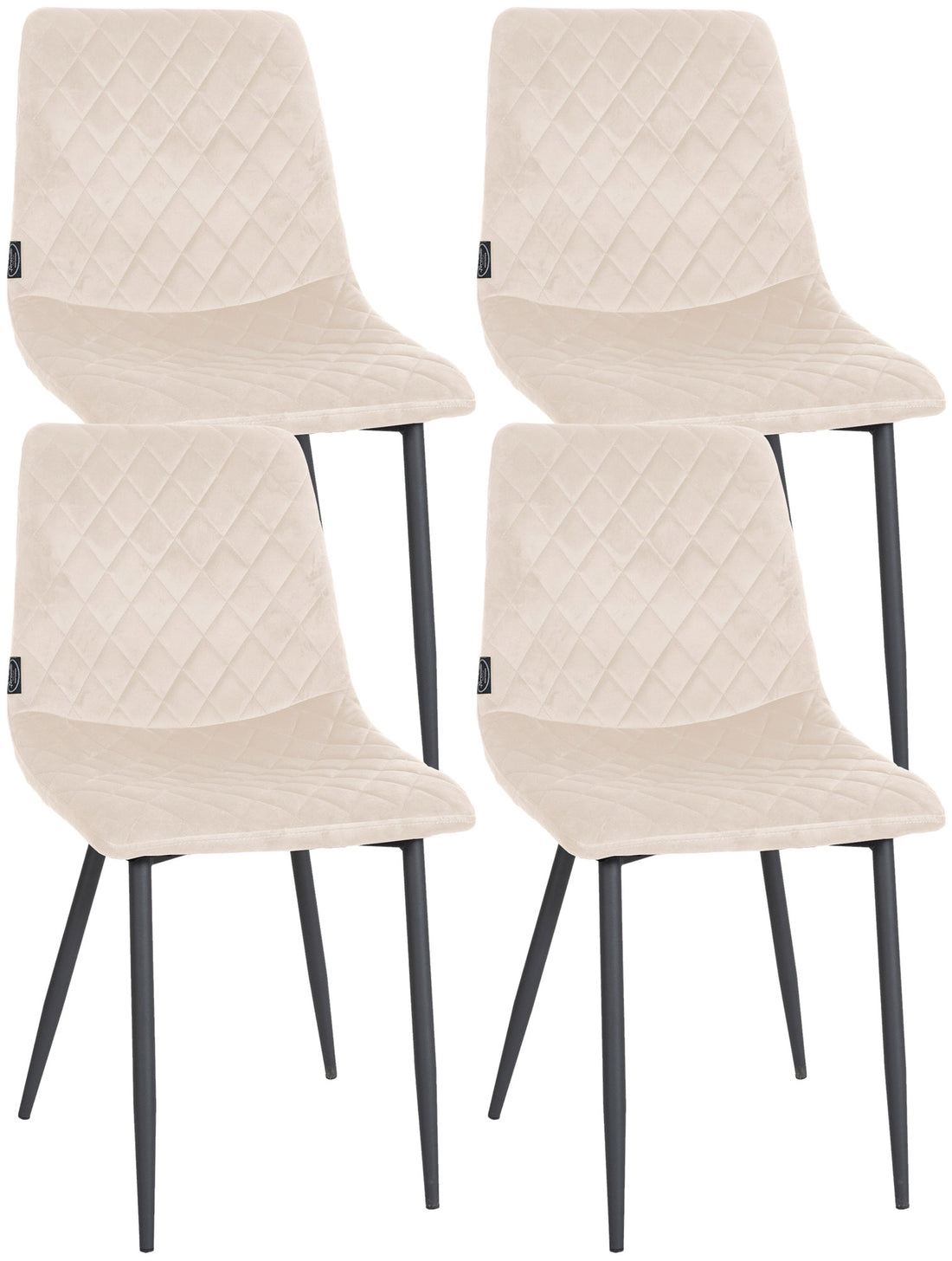 4-delige set Fluwelen Eetkamerstoelen - Stoelenset - Ultiem Comfort Kleur crème