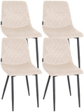 4-delige set Fluwelen Eetkamerstoelen - Stoelenset - Ultiem Comfort Kleur crème