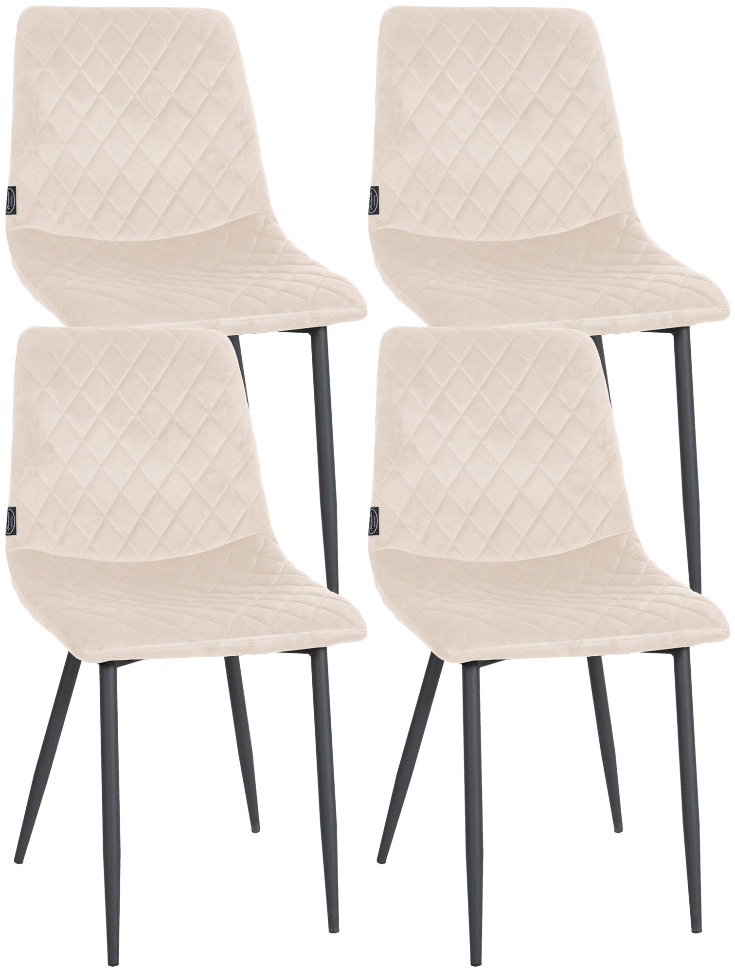4-delige set Fluwelen Eetkamerstoelen - Stoelenset - Ultiem Comfort Kleur crème