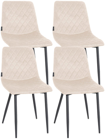 4-delige set Fluwelen Eetkamerstoelen - Stoelenset - Ultiem Comfort Kleur crème