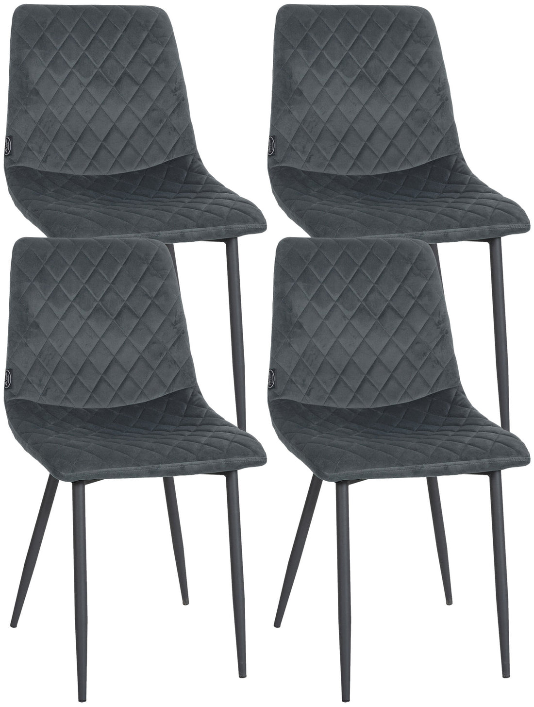 Set van 4 Eetkamerstoelen - Fluwelen Stoelen - Extra Zitcomfort Kleur donkergrijs