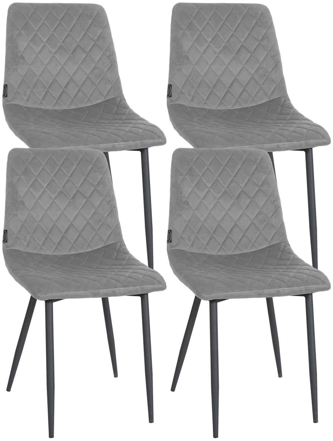 Set van 4 Eetkamerstoelen - Fluwelen Stoelen - Comfortabele Bekleding Kleur grijs