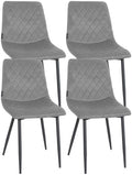 Set van 4 Eetkamerstoelen - Fluwelen Stoelen - Comfortabele Bekleding Kleur grijs