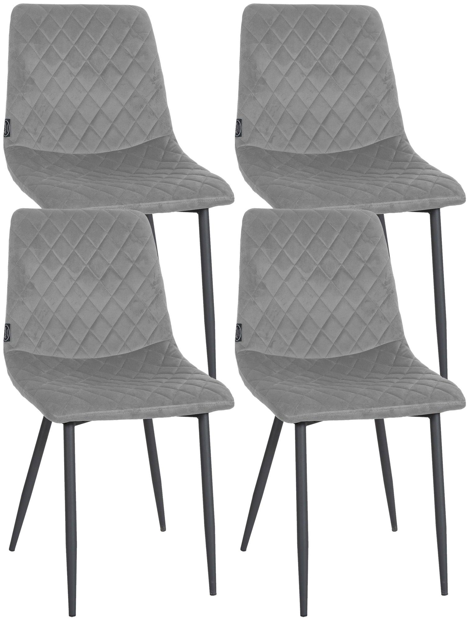 Set van 4 Eetkamerstoelen - Fluwelen Stoelen - Comfortabele Bekleding Kleur grijs