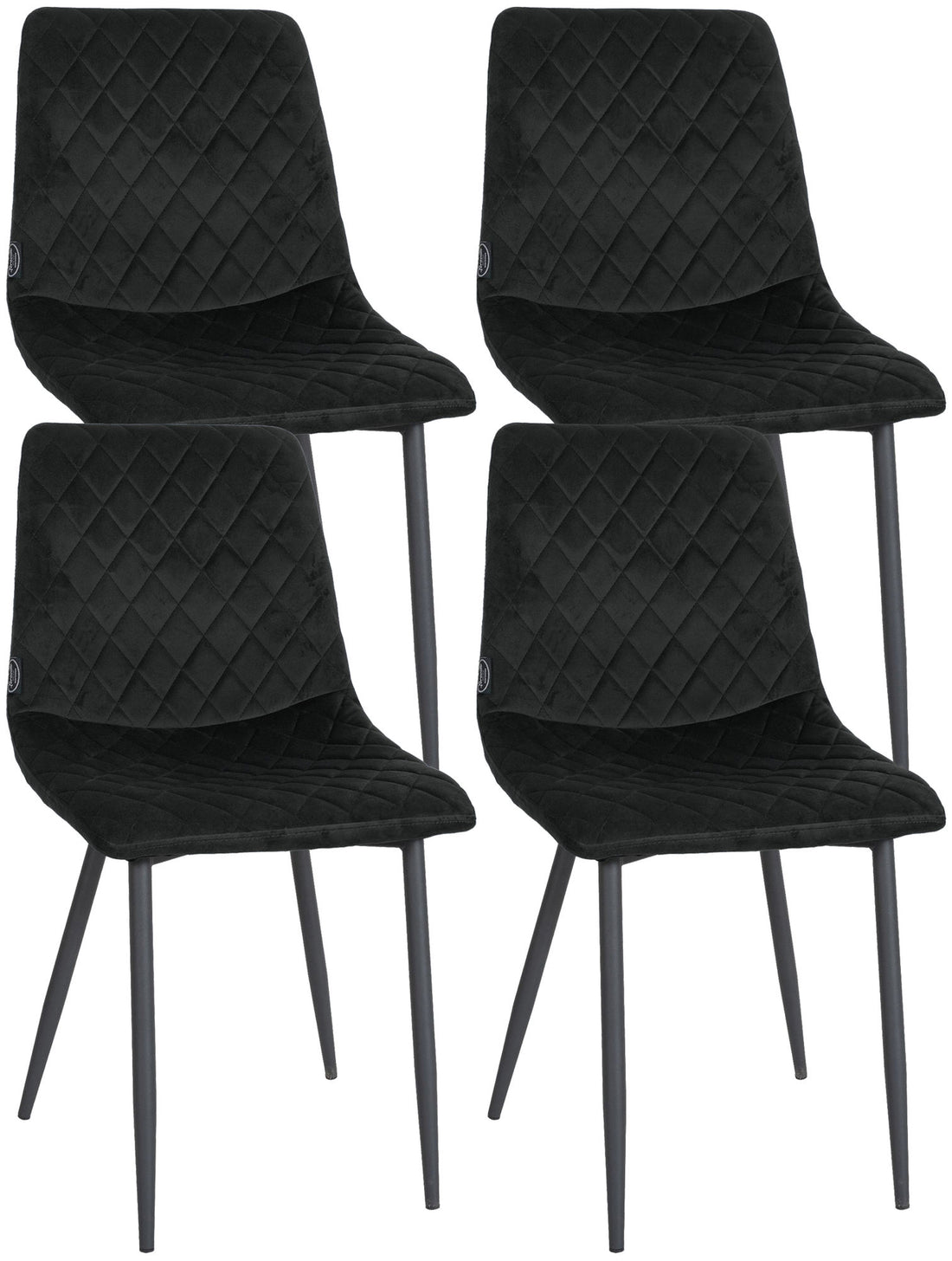 Set van 4 fluwelen eetkamerstoelen - Stoffen stoelen - Comfortabel en stijlvol design Kleur zwart