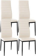 4-delige set Eetkamerstoelen - Dinerset - Comfortabele Hoge Rugleuning, Modern Design Kleur crème Materiaal kunstleer