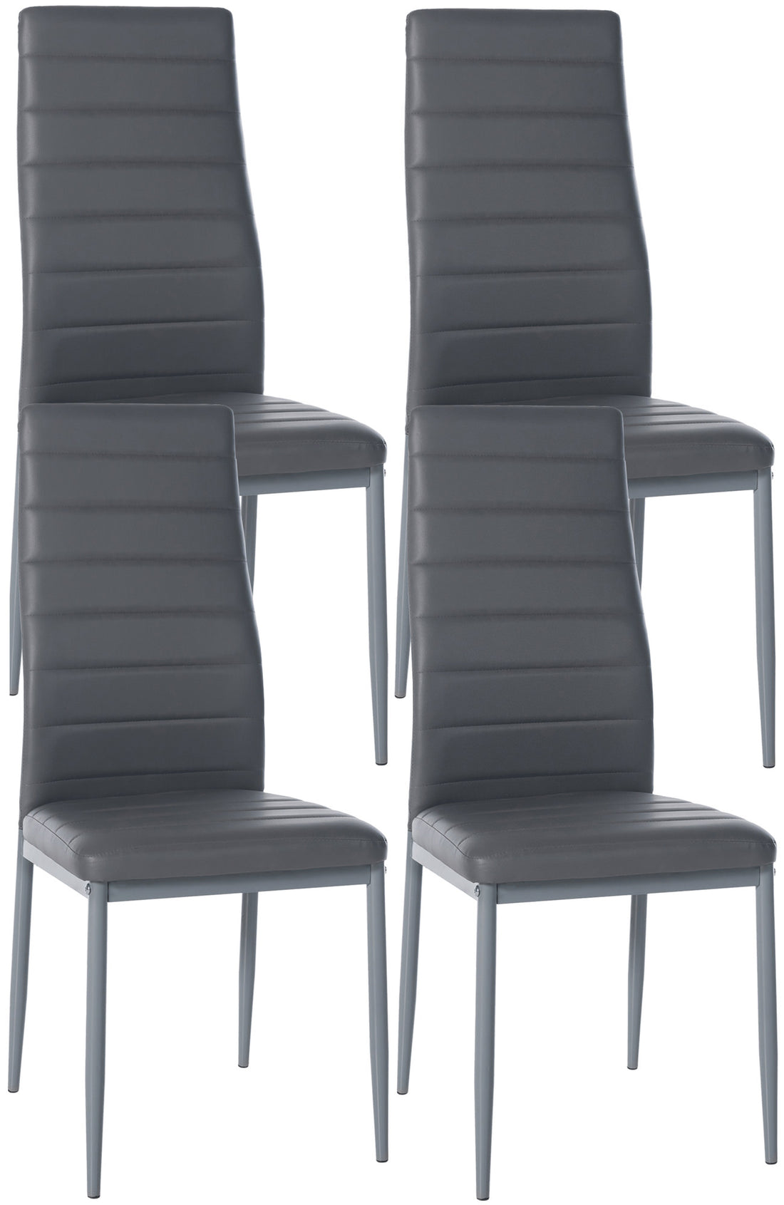 4-delige set Eetkamerstoelen - Dinerset - Comfortabele Hoge Rugleuning, Modern Design Kleur crème Materiaal kunstleer