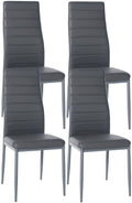 4-delige set Eetkamerstoelen - Dinerset - Comfortabele Hoge Rugleuning, Modern Design Kleur grijs Materiaal kunstleer