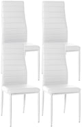 4-delige set Eetkamerstoelen - Dinerset - Comfortabele Hoge Rugleuning, Modern Design Kleur wit Materiaal kunstleer