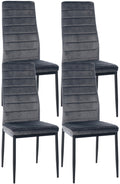 4-delige set Eetkamerstoelen - Dinerset - Comfortabele Hoge Rugleuning, Modern Design Kleur grijs Materiaal zacht