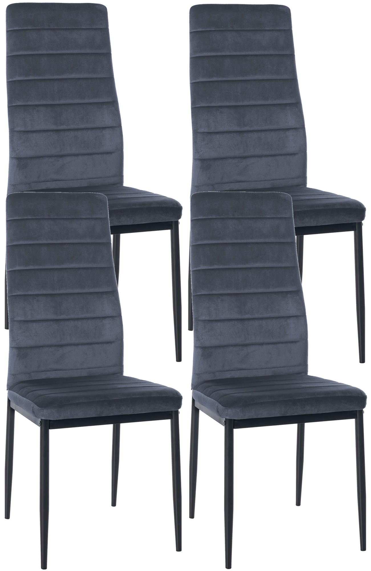 4-delige set Eetkamerstoelen - Dinerset - Comfortabele Hoge Rugleuning, Modern Design Kleur lichtgrijs Materiaal zacht