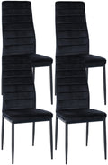 4-delige set Eetkamerstoelen - Dinerset - Comfortabele Hoge Rugleuning, Modern Design Kleur zwart Materiaal zacht