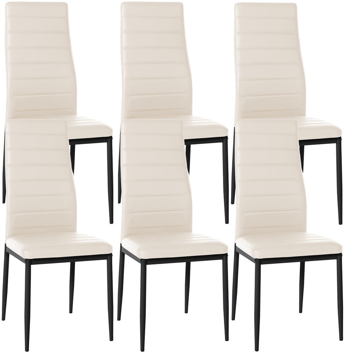 6-delige set Eetkamerstoelen - Dining Chairs - Comfortabele zit met fluwelen of kunstleren bekleding Kleur crème Materiaal kunstleer