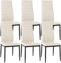 6-delige set Eetkamerstoelen - Dining Chairs - Comfortabele zit met fluwelen of kunstleren bekleding Kleur crème Materiaal kunstleer