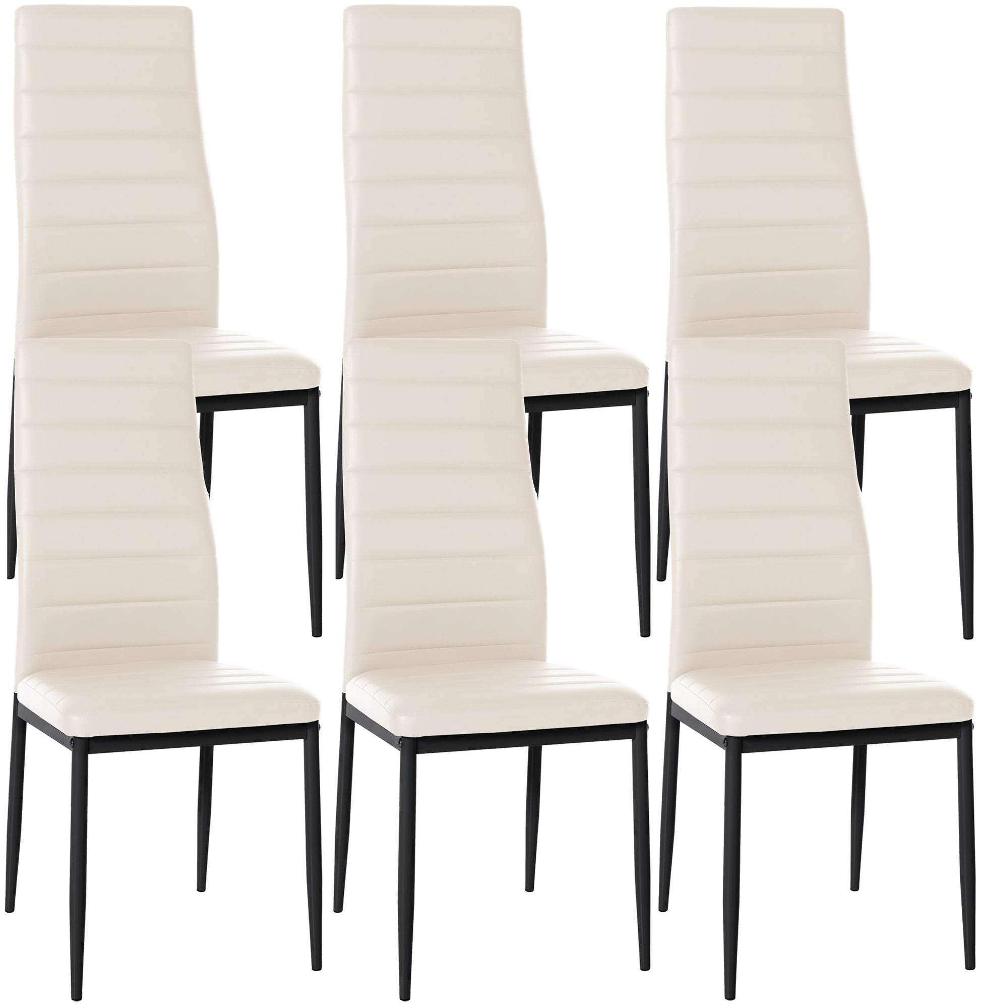 6-delige set Eetkamerstoelen - Dining Chairs - Comfortabele zit met fluwelen of kunstleren bekleding Kleur crème Materiaal kunstleer