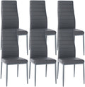 6-delige set Eetkamerstoelen - Dining Chairs - Comfortabele zit met fluwelen of kunstleren bekleding Kleur grijs Materiaal kunstleer