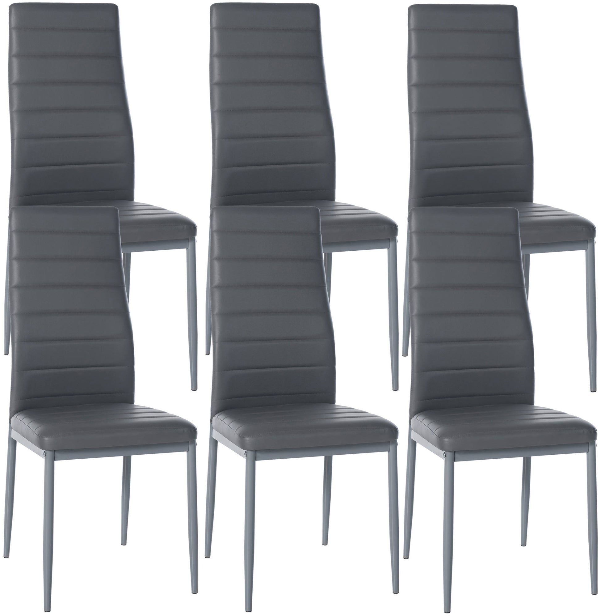 6-delige set Eetkamerstoelen - Dining Chairs - Comfortabele zit met fluwelen of kunstleren bekleding Kleur grijs Materiaal kunstleer
