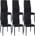 6-delige set Eetkamerstoelen - Dining Chairs - Comfortabele zit met fluwelen of kunstleren bekleding Kleur zwart Materiaal kunstleer