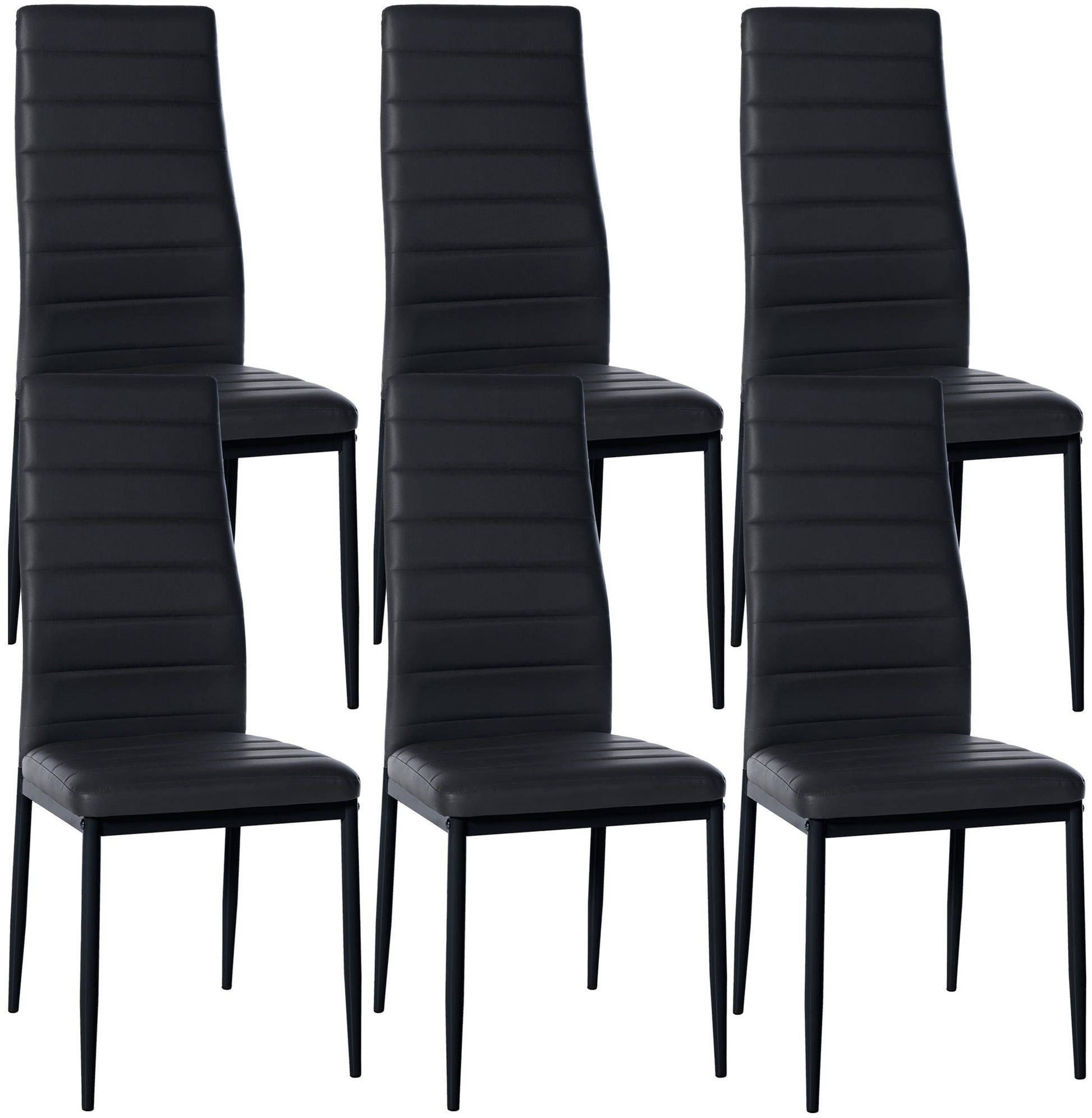 6-delige set Eetkamerstoelen - Dining Chairs - Comfortabele zit met fluwelen of kunstleren bekleding Kleur zwart Materiaal kunstleer