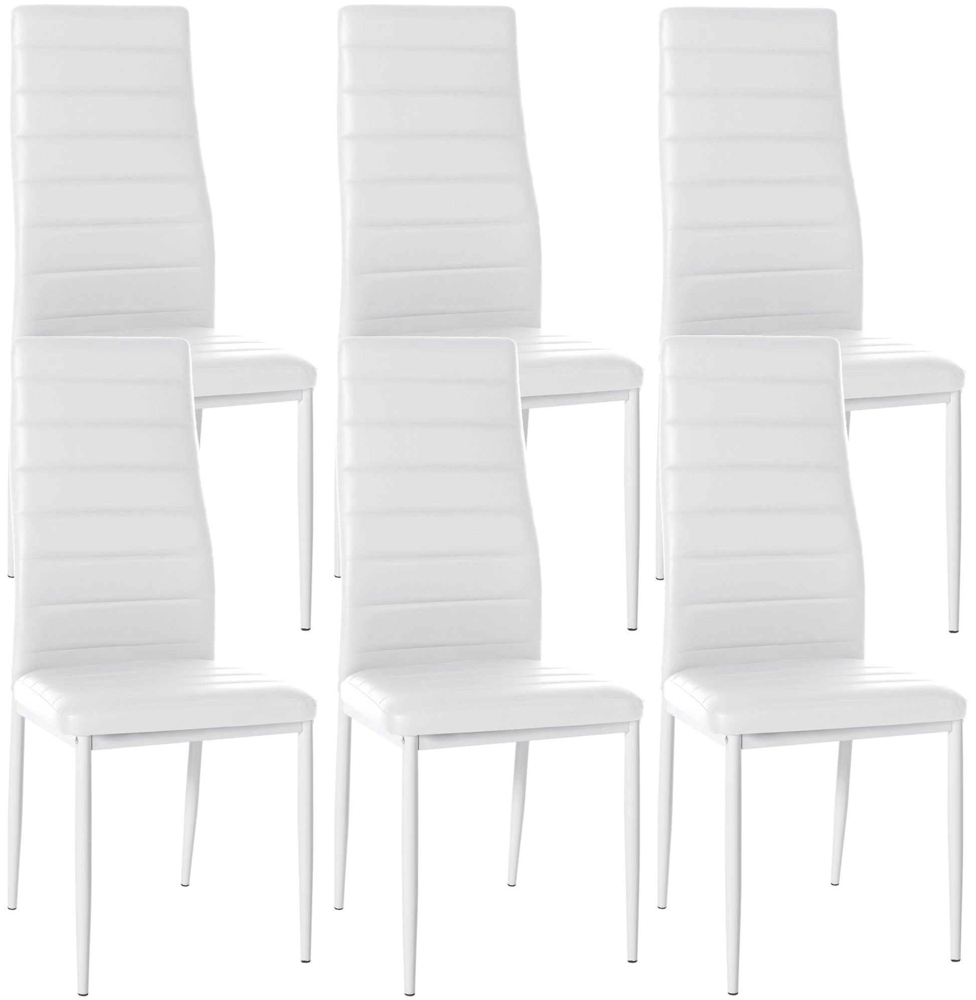 6-delige set Eetkamerstoelen - Dining Chairs - Comfortabele zit met fluwelen of kunstleren bekleding Kleur wit Materiaal kunstleer