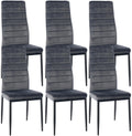 6-delige set Eetkamerstoelen - Dining Chairs - Comfortabele zit met fluwelen of kunstleren bekleding Kleur grijs Materiaal zacht