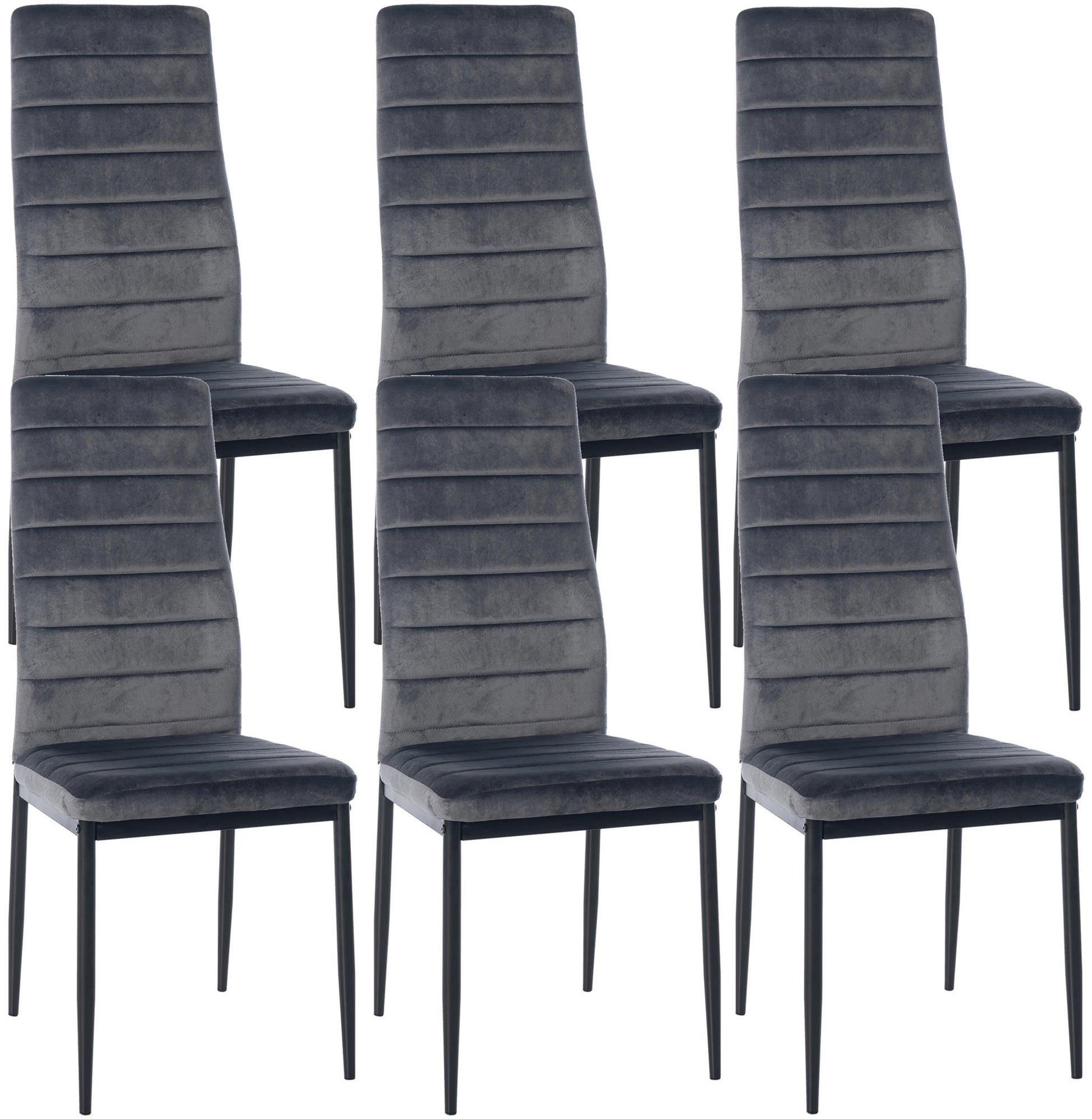 6-delige set Eetkamerstoelen - Dining Chairs - Comfortabele zit met fluwelen of kunstleren bekleding Kleur grijs Materiaal zacht