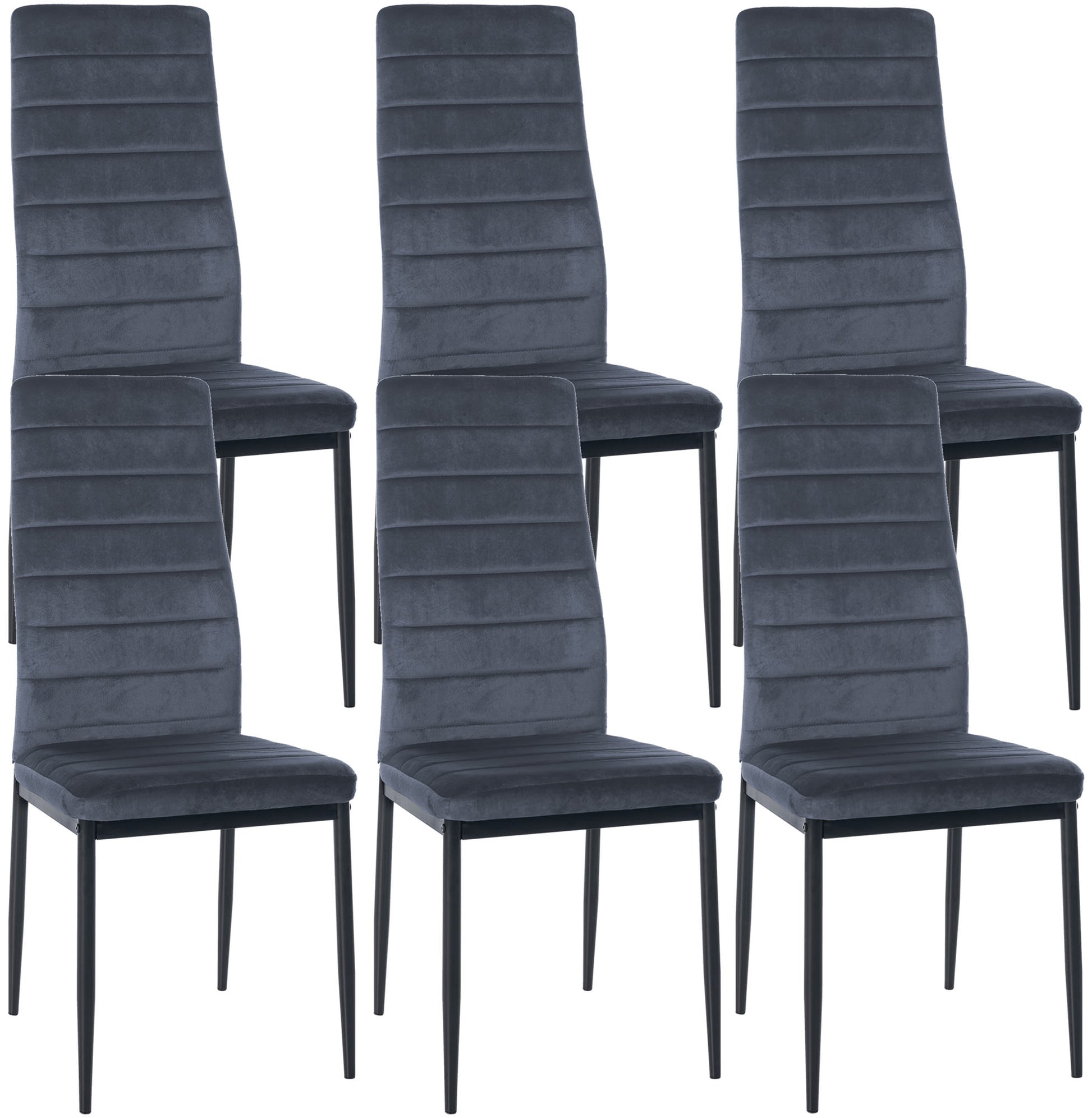 6-delige set Eetkamerstoelen - Dining Chairs - Comfortabele zit met fluwelen of kunstleren bekleding Kleur lichtgrijs Materiaal zacht