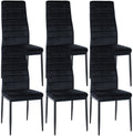 6-delige set Eetkamerstoelen - Dining Chairs - Comfortabele zit met fluwelen of kunstleren bekleding Kleur zwart Materiaal zacht