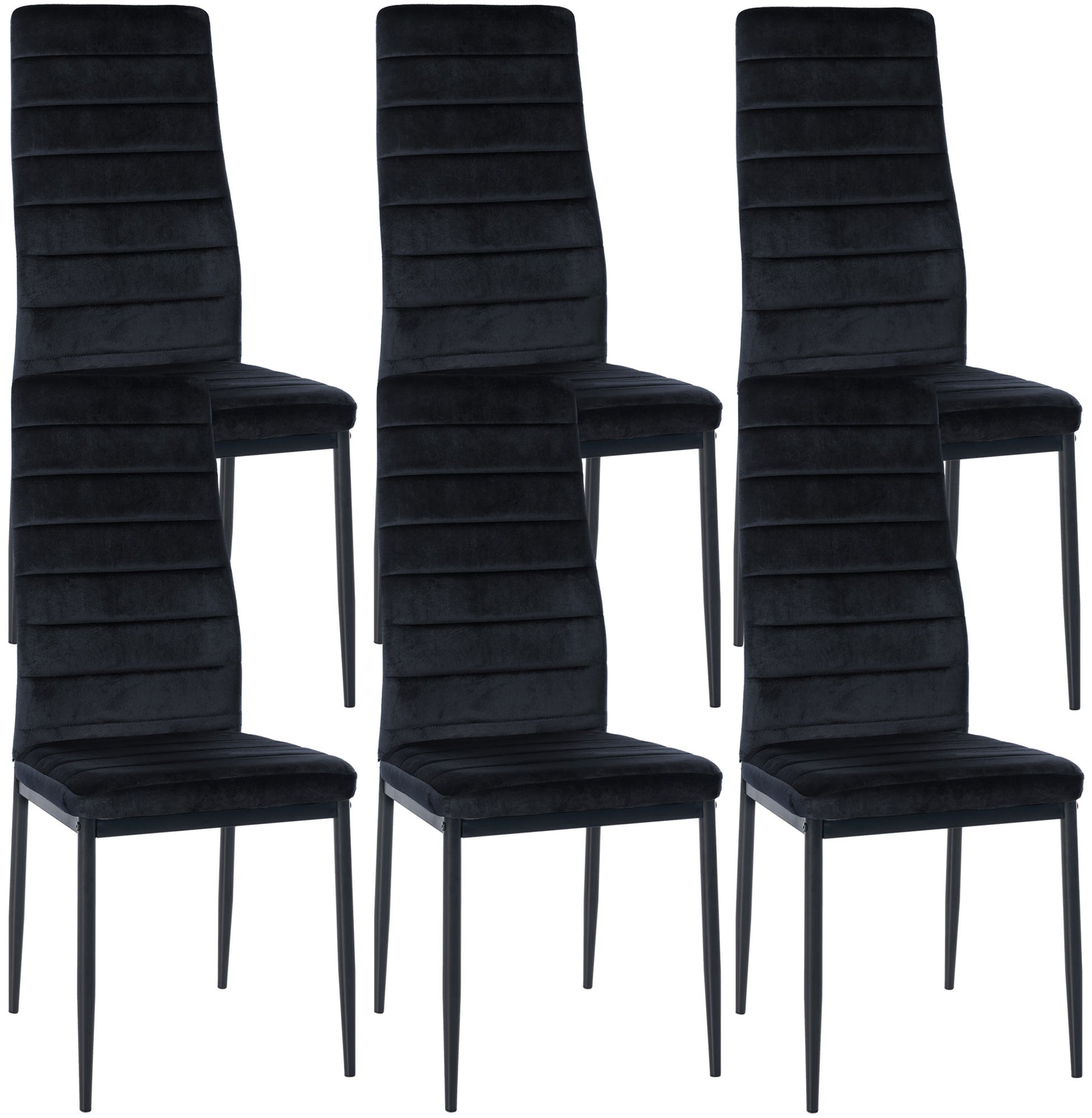 6-delige set Eetkamerstoelen - Dining Chairs - Comfortabele zit met fluwelen of kunstleren bekleding Kleur zwart Materiaal zacht