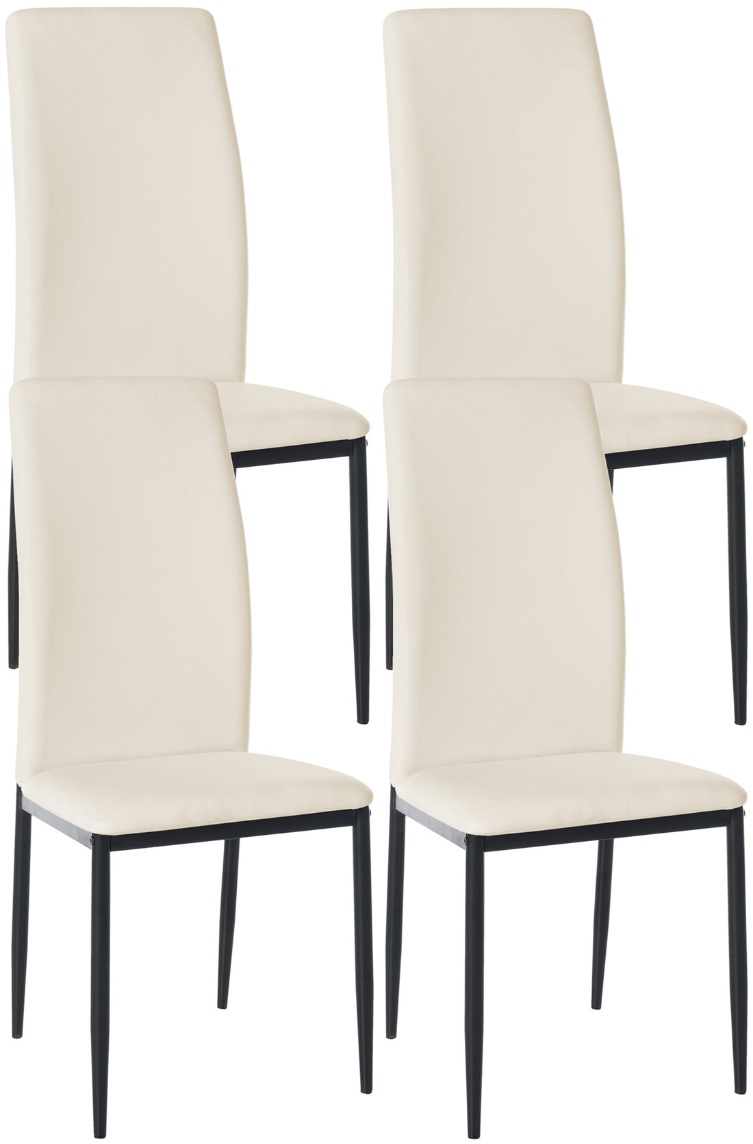 Set van 4 Eetkamerstoelen - Keukenstoelen - Comfortabele Zitting, Metalen Frame Kleur crème