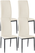 Set van 4 Eetkamerstoelen - Keukenstoelen - Comfortabele Zitting, Metalen Frame Kleur crème