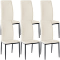6-delige Set Eetkamerstoelen - Keukenstoelen - Hoog Zitcomfort Kleur crème