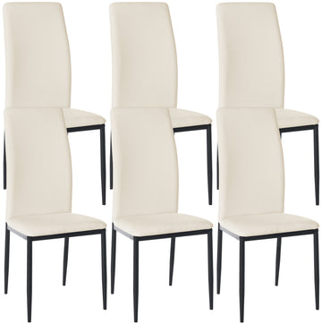 6-delige Set Eetkamerstoelen - Keukenstoelen - Hoog Zitcomfort Kleur crème