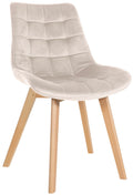 Fluwelen Eetkamerstoel - Comfortabele Stoel - Scandinavische Stijl Kleur crème