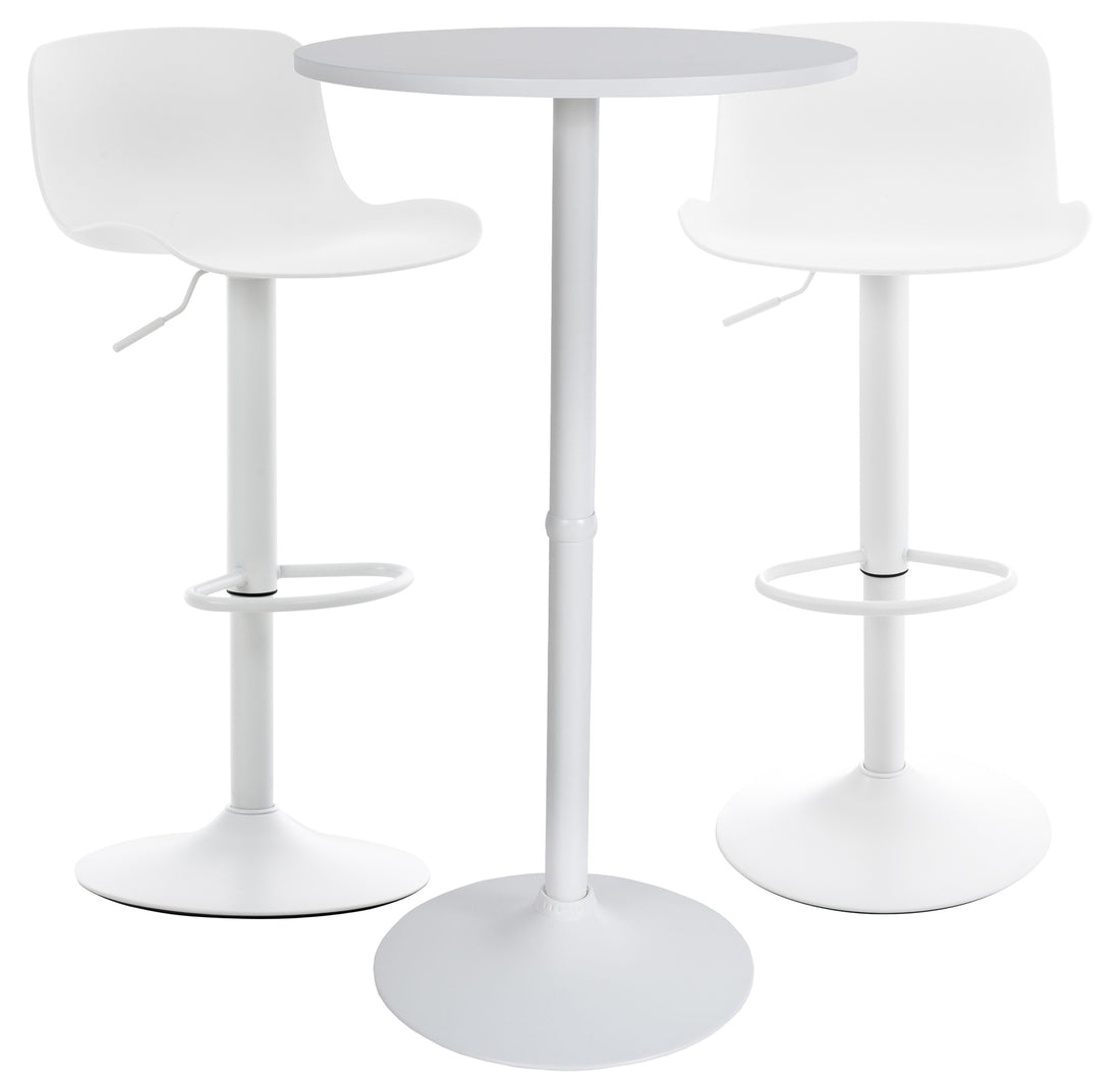 2-delige Bartafel Set - Hoge Tafel - Verstelbare Krukken, Moderne Look Kleur wit