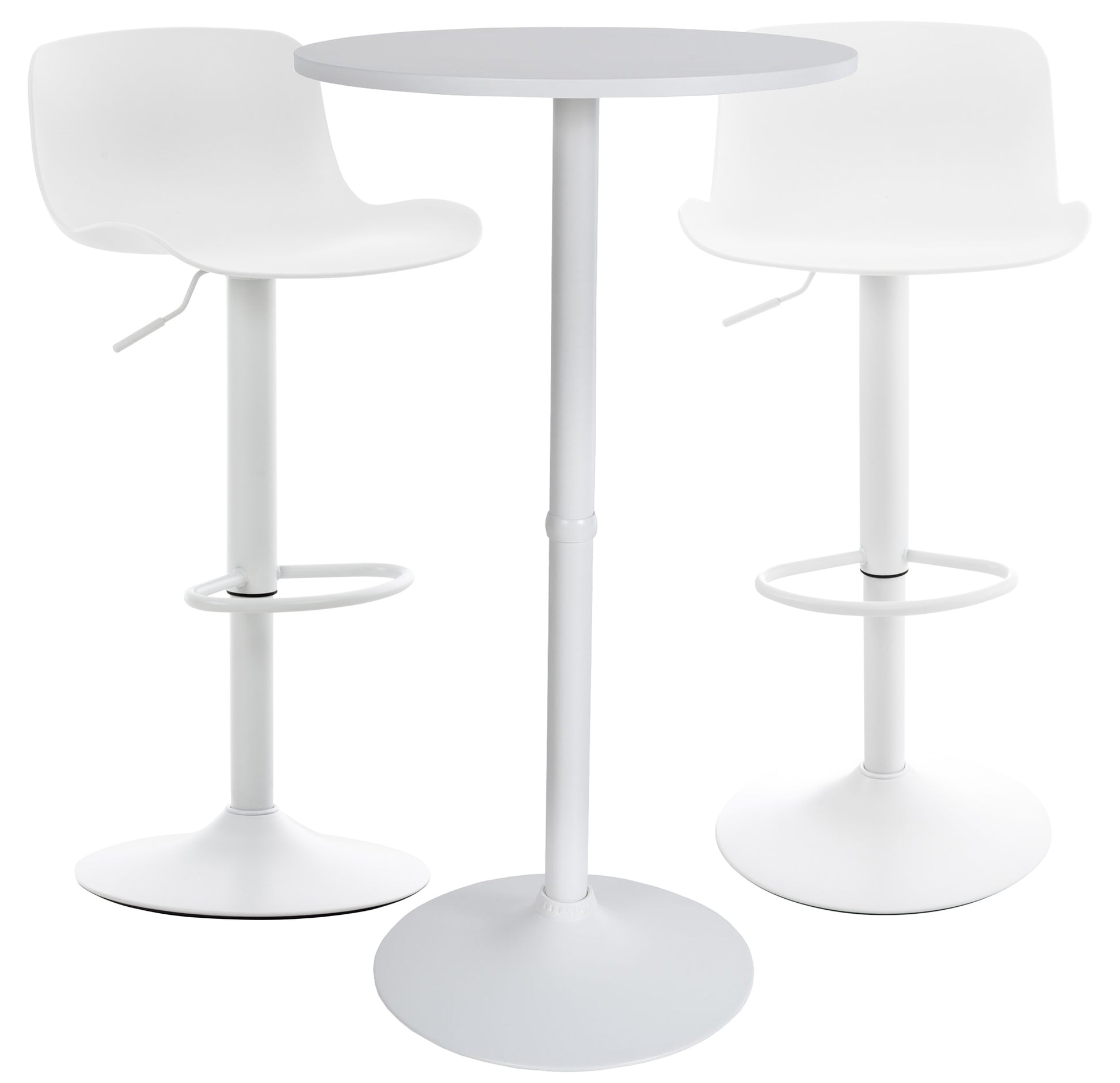 2-delige Bartafel Set - Hoge Tafel - Verstelbare Krukken, Moderne Look Kleur wit