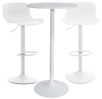 2-delige Bartafel Set - Hoge Tafel - Verstelbare Krukken, Moderne Look Kleur wit