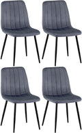4-delige Set Stoelen - Eetkamerstoelen - Comfortabele Gewatteerde Zitting Kleur donkergrijs Materiaal zacht